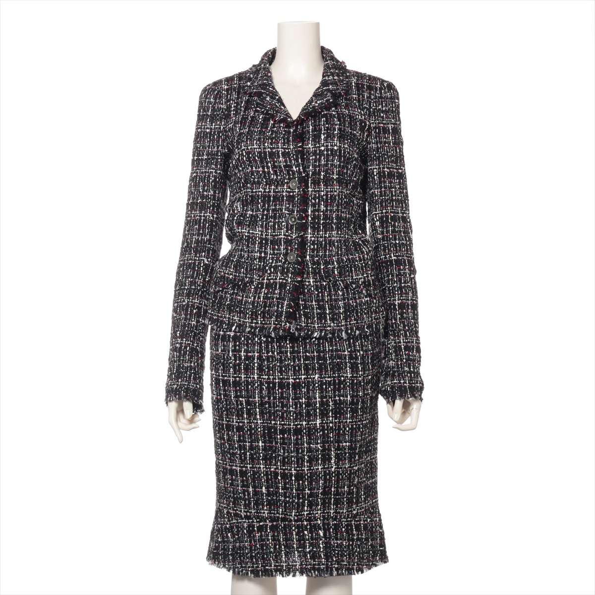 CHANEL ノーカラージャケット 44 シャネル ココボタン 14A カシミヤ ニットジャケット 34