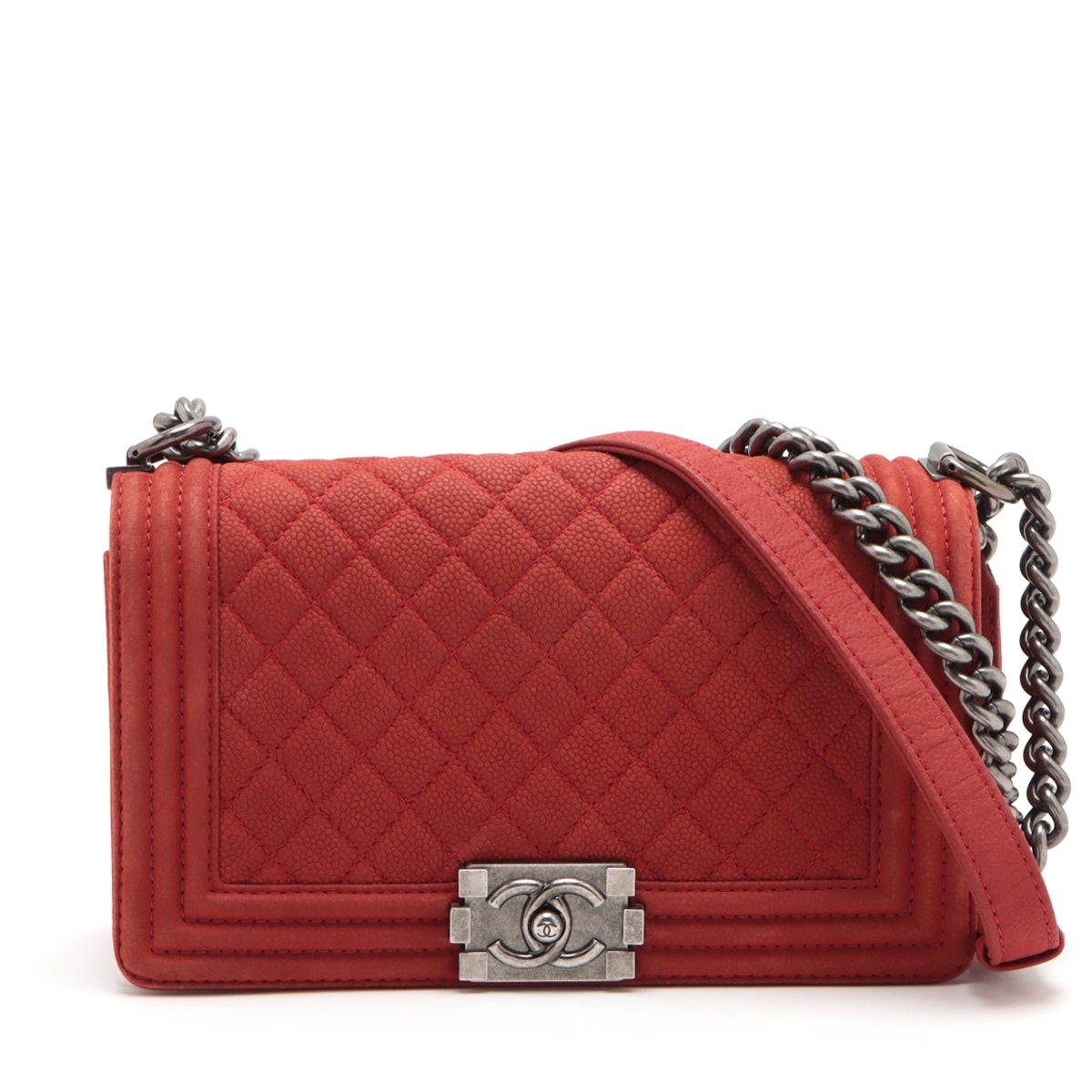 CHANEL シングルフラップチェーンショルダー（レッド・ソフト