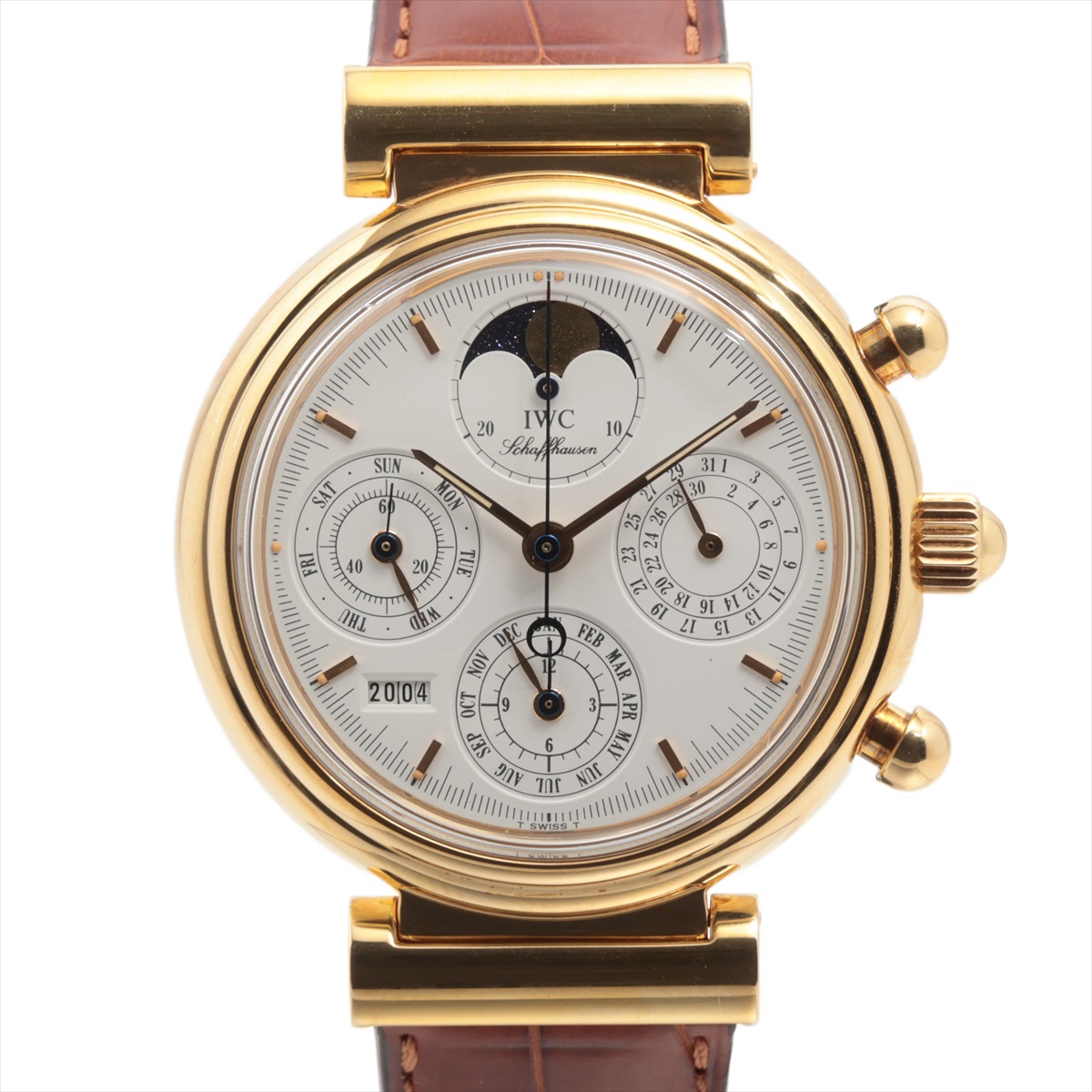 IWC ダヴィンチ パーペチュアルカレンダー クロノグラフ IW375003 YG YG×革 AT 白文字盤 針交換