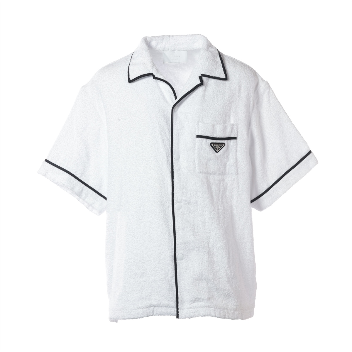 美品 PRADA プラダ　ホワイト ポロシャツ ストライプ付きMサイズ 美品 PRADA プラダ ホワイト ポロシャツ ストライプ付きMサイズ 美品