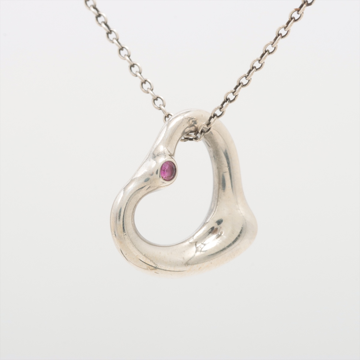 【TIFFANY＆CO. 】オープンハートネックレス ピンクサファイア シルバー エルサ・ペレッティ オープン ハート ペンダント ピンク