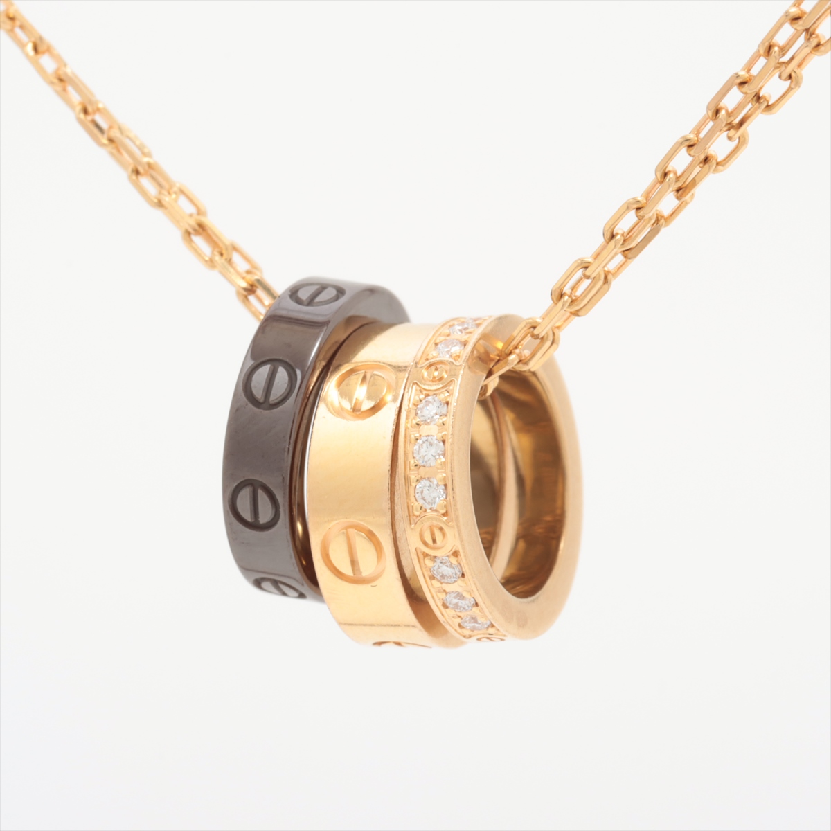 カルティエ ラブスリーフープ ダイヤ ネックレス 750(PG)×セラミック  