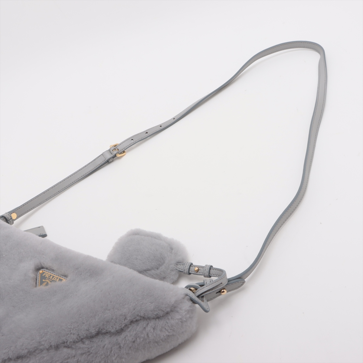 Prada Triangle Fur 2 Way Shoulder Bag Gray 1BC543 | eBay