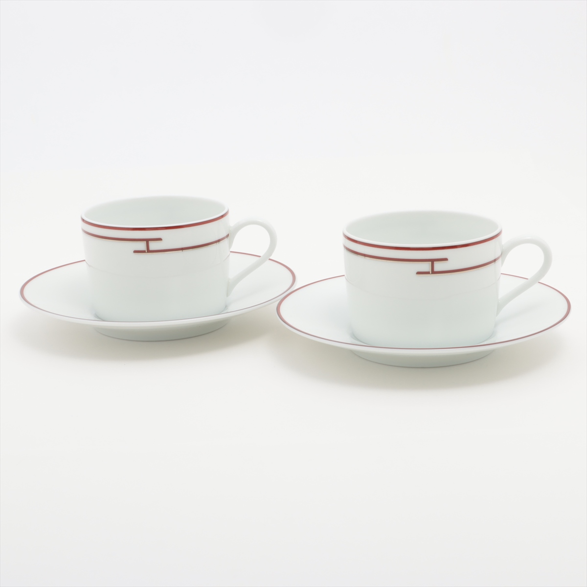 エルメス リズム カップ&ソーサー 陶器 ボルドー×ホワイト 底印  