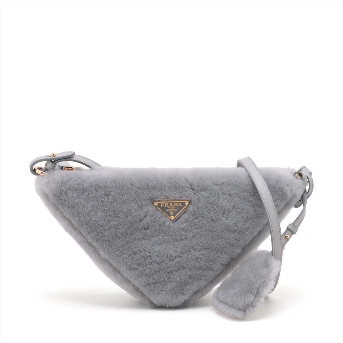 【PRADA】トライアングルロゴ★ファーショルダーバッグ プラダ トライアングル ファー 2WAYショルダーバッグ ピンク