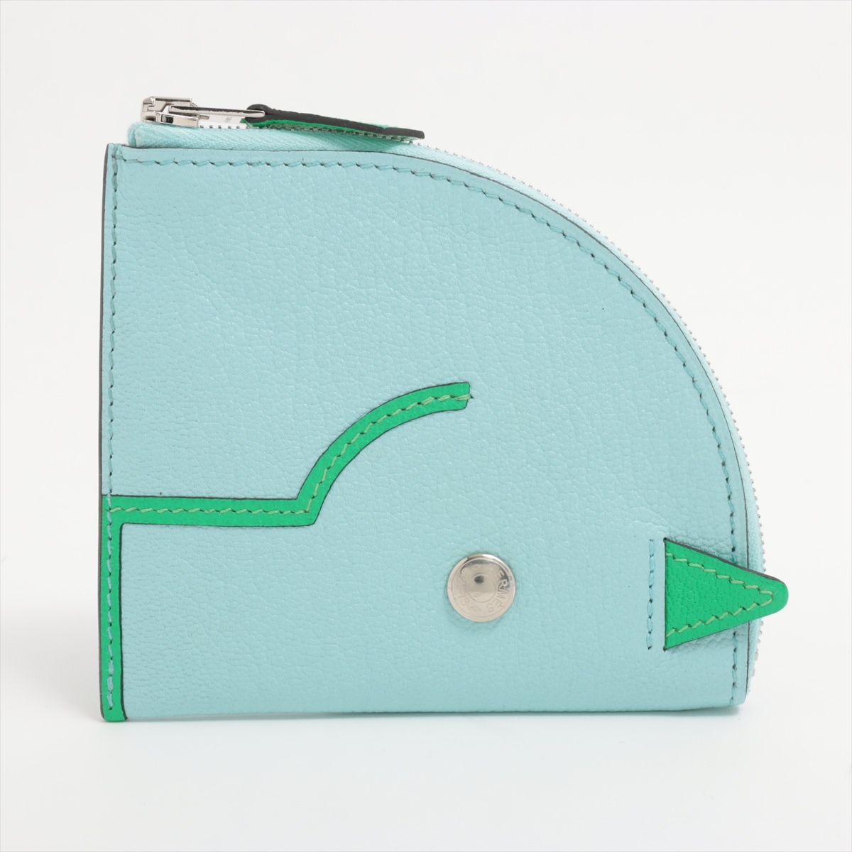 エルメス パドック シェブルミゾル コインケース ブルー シルバー金具  