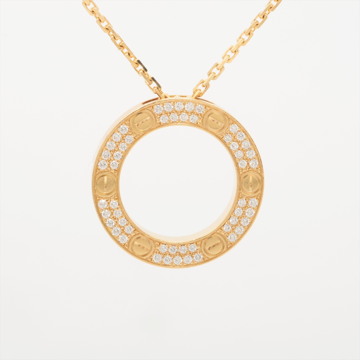 カルティエ ラブサークル パヴェ ダイヤ ネックレス 750(YG) 17.0g  