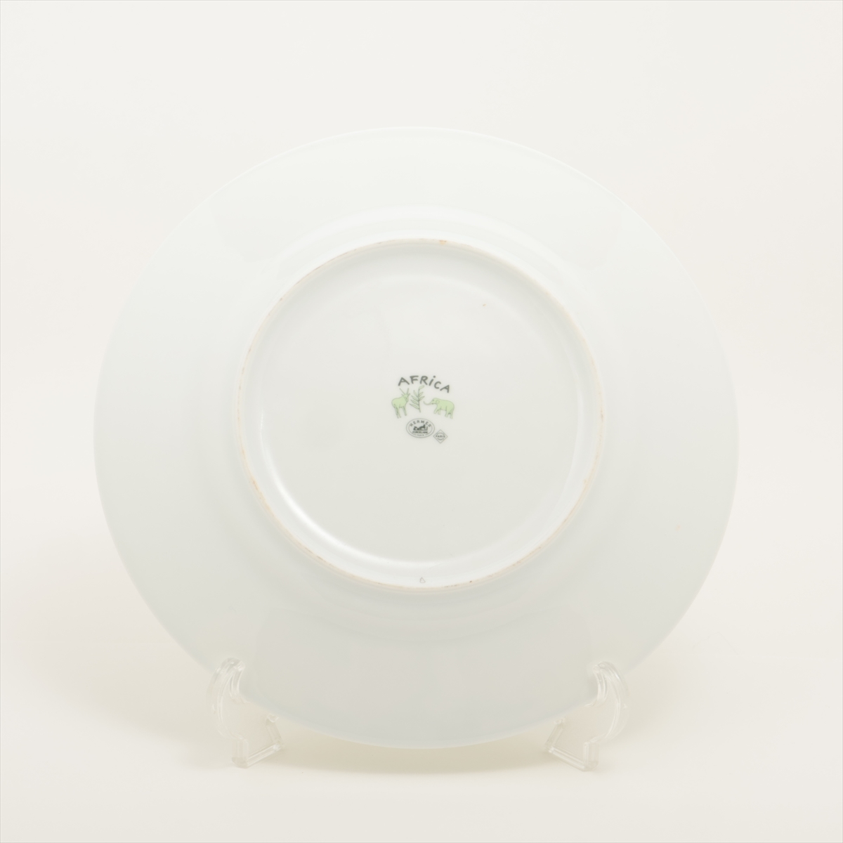 エルメス アフリカ プレート 陶器 イエロー×グリーン 底印「洋