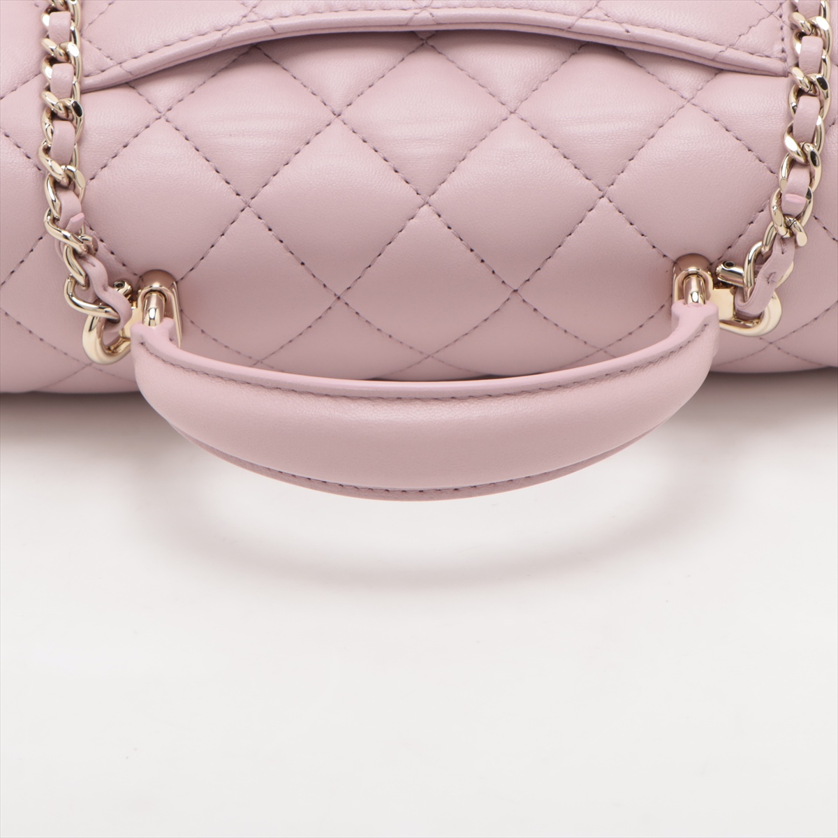 Chanel Matelasse Lambskin 2 Way Handbag Pink Gold Metal