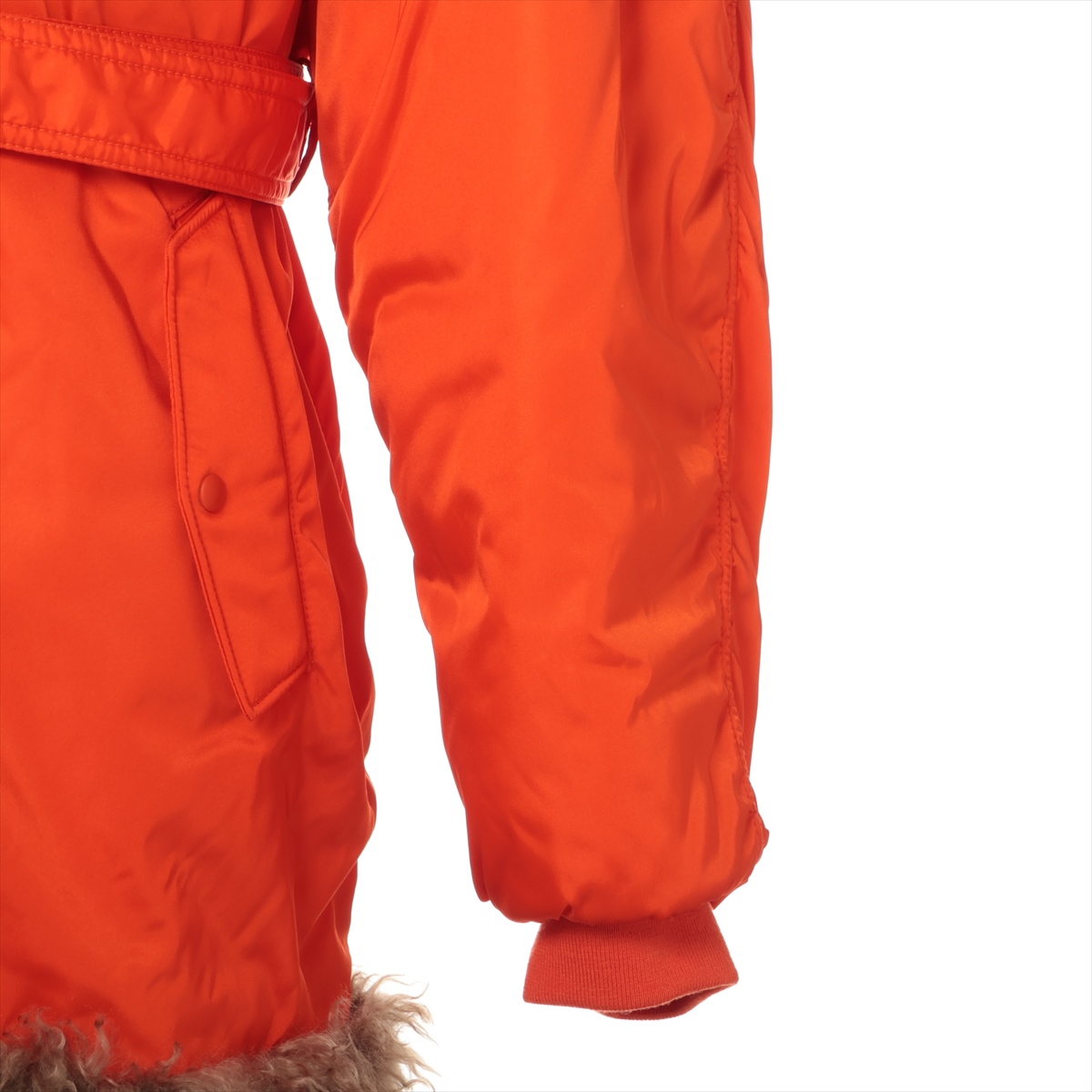 【希少】PRADA Re-Nylon ロゴ入り レインコート オレンジ プラダ Re Nylon リ ナイロン 22年 ナイロン ロングコート S