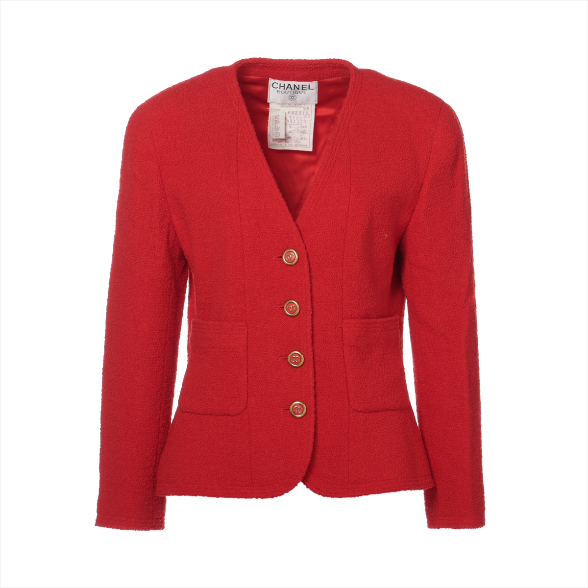 シャネル ココボタン 94AW ウール×ナイロン ジャケット 40 レディース  