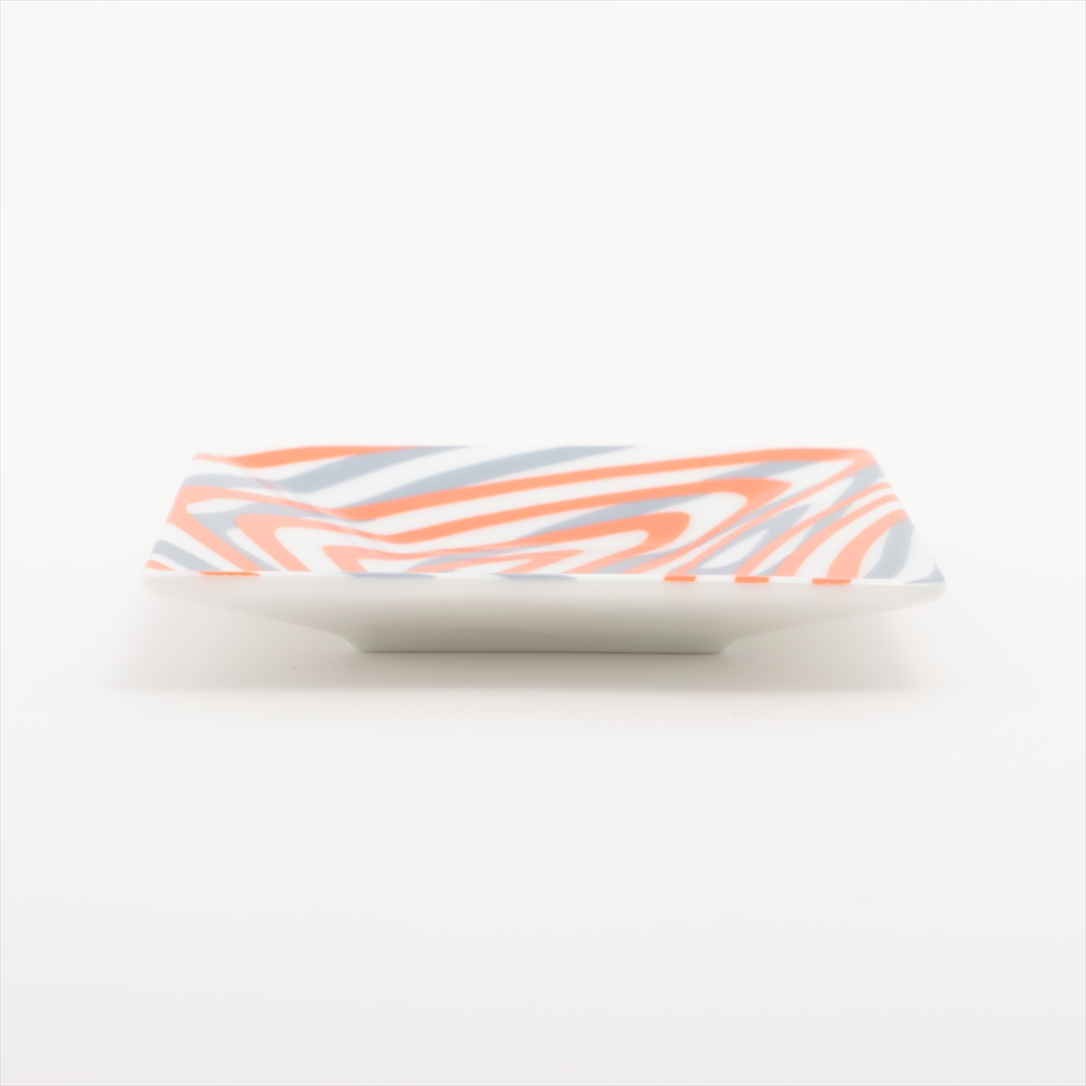エルメス ONDE DE CHIC 洗練の波 醤油皿 陶器 グレー×オレンジ