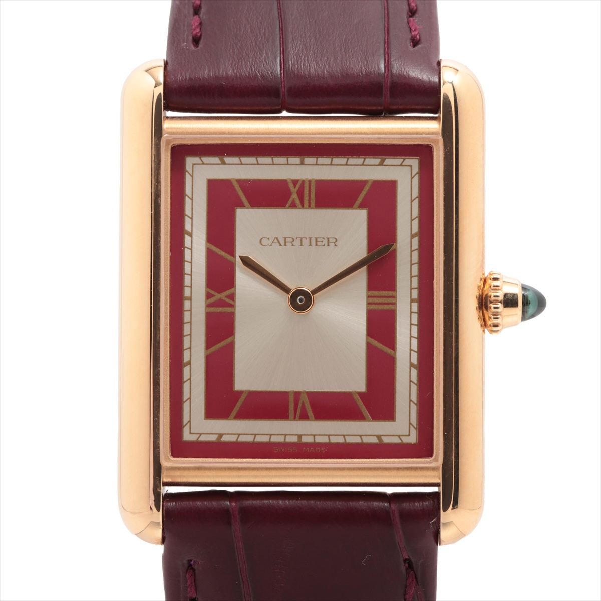 Cartier 手巻き時計 赤 レザー