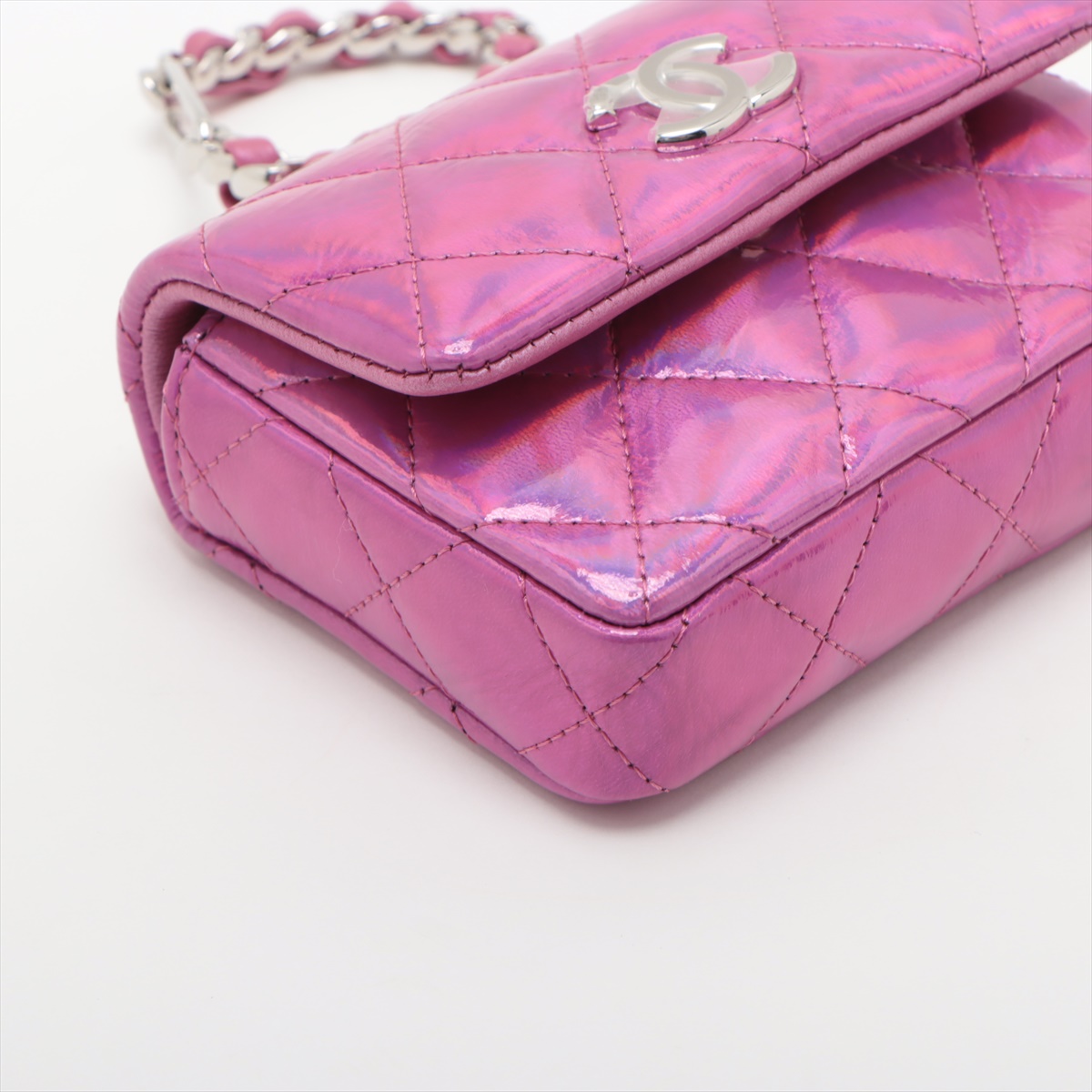 CHANEL シャネル パテントレザーポーチ シルバー金具 ココマーク