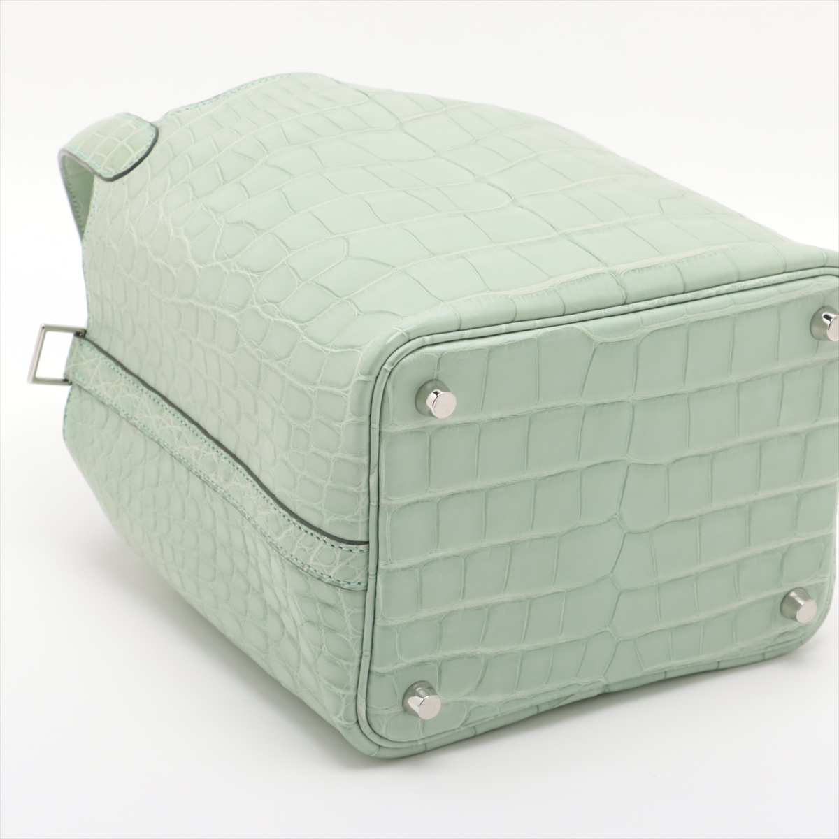 【新品同様/Vert Vertigo×Silver金具】HERMES ピコタンロック18 エルメス ピコタンロック18 PM アリゲーターマット ヴェールドー