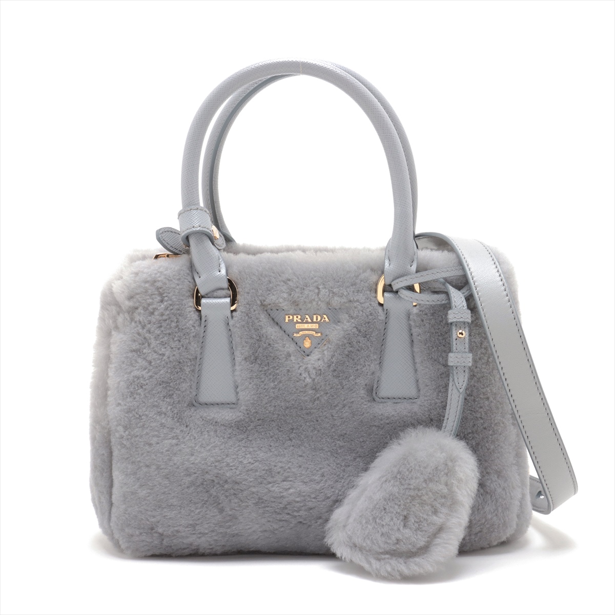 ≪高級感抜群≫【PRADA】ガレリア ハンドバッグ グレー プラダ ガレリア シアリング 2WAYハンドバッグ グレー 1BA906