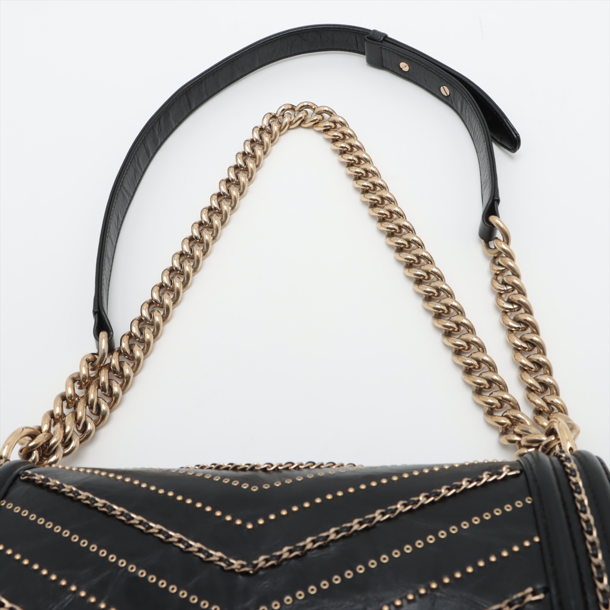 VINTAGE シャネル BOY CHANEL 25cm ブラック Chanel BOY CHANEL 25 Lambskin Chain Shoulder Bag Black