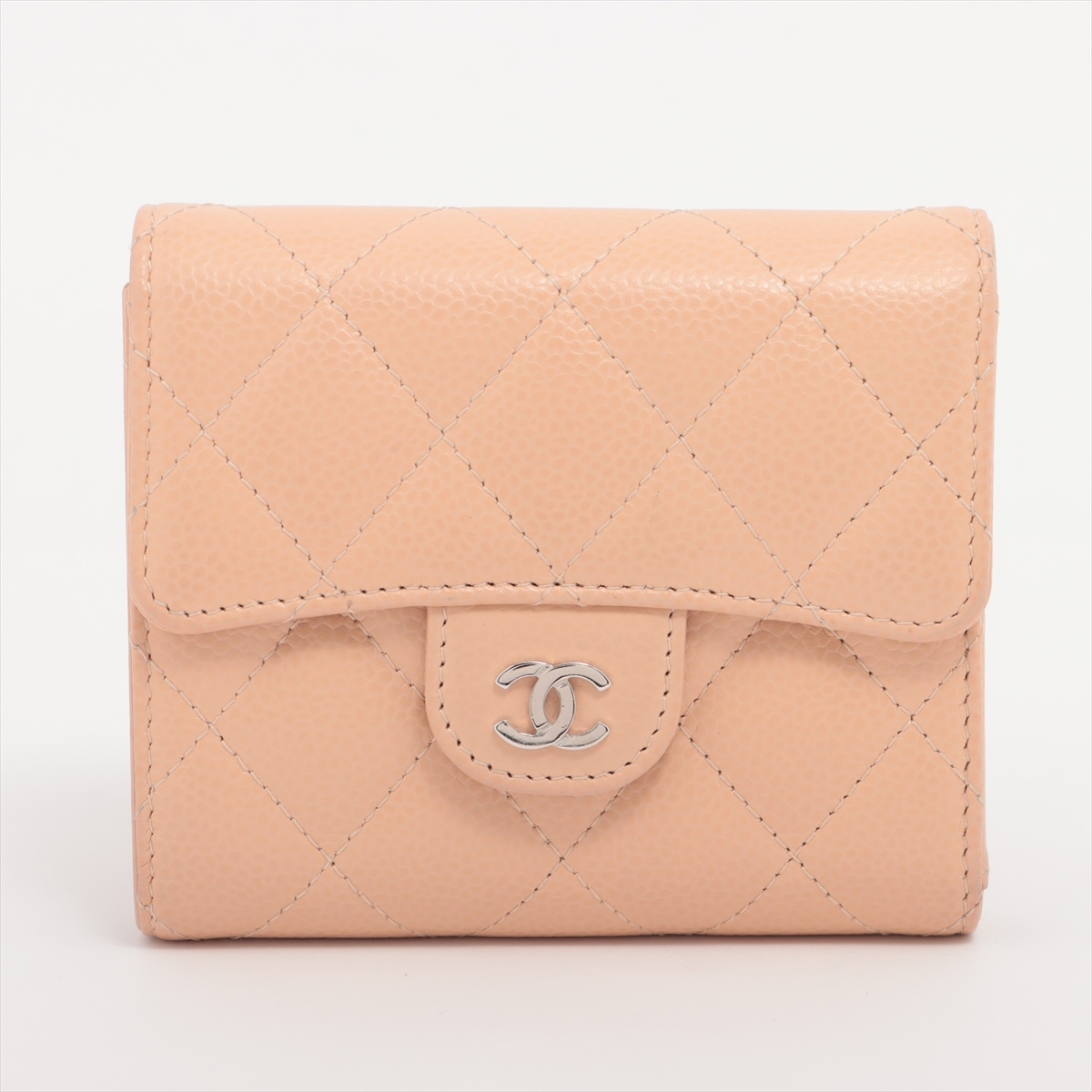 シャネル マトラッセ キャビアスキン コンパクトウォレット ベージュ  