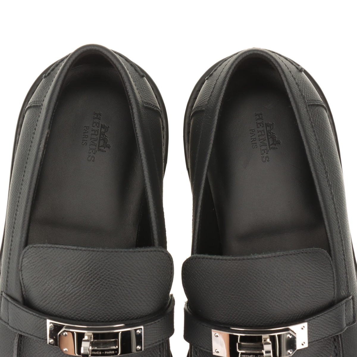 ほぼ新品【HERMES】ブラックレザーローファー☆サイズ36 2/1