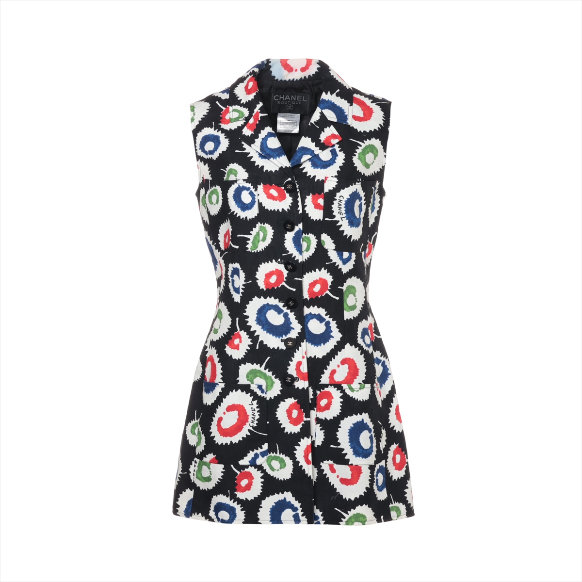 CHANEL ノースリーブニットワンピース ココマーク カシミヤ リネン