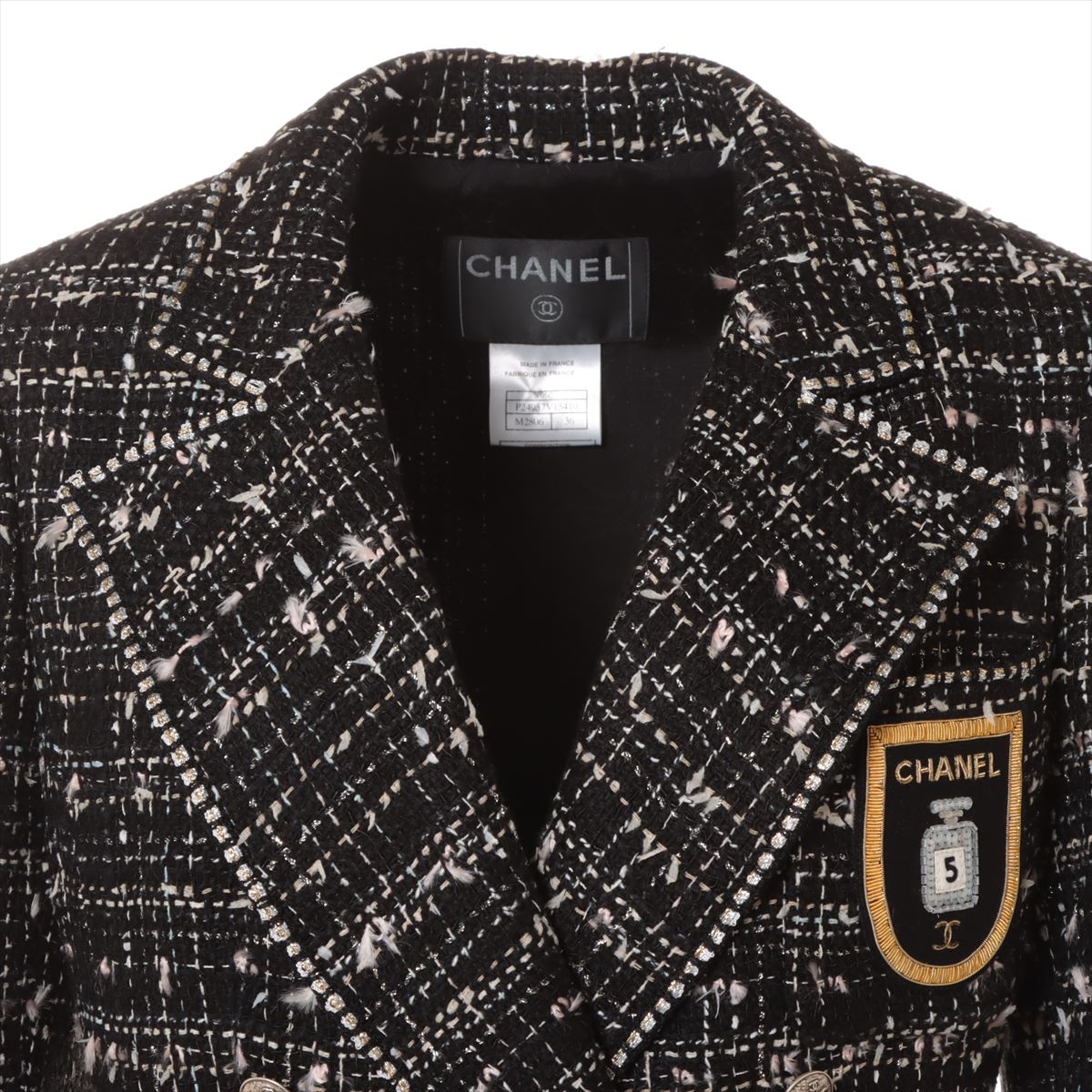 CHANEL グリポアココマークボタン ツイードジャケット レース セレブ御愛用 CHANEL グリポアココマークボタン ツイードジャケット レース