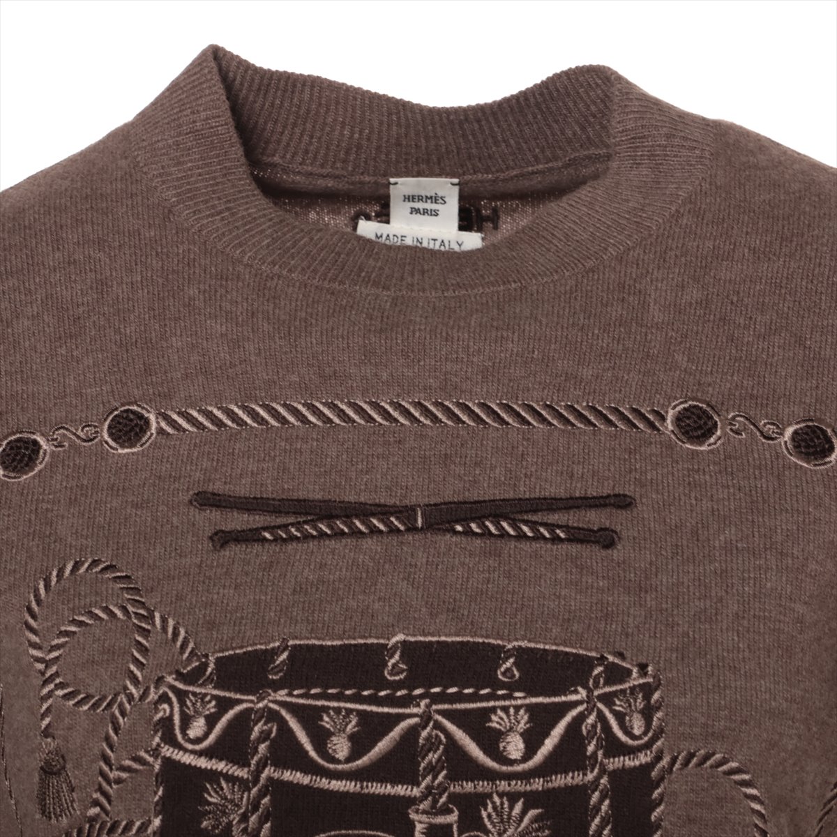エルメス 23AW ウール×ナイロン 半袖ニット 34 レディース