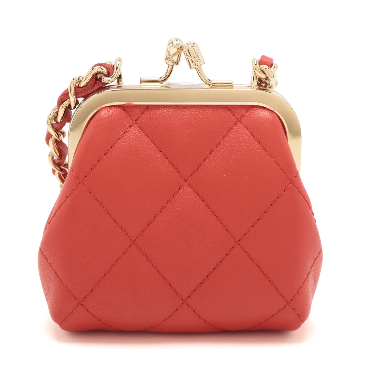 CHANEL マトラッセ ラムレザー シルバー金具 6連 キーケース レッド