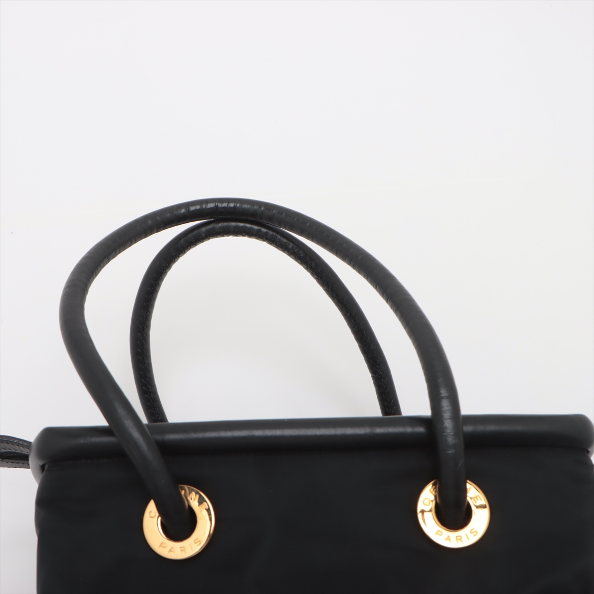 【 CELINE 】 サークルロゴ ナイロン＆レザー ハンドバッグ セリーヌ サークルロゴ ナイロン×レザー ハンドバッグ ブラック