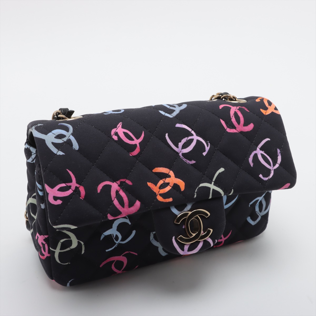 CHANEL 希少 サテン ミニマトラッセ 6連チェーン ラインストーンΩ