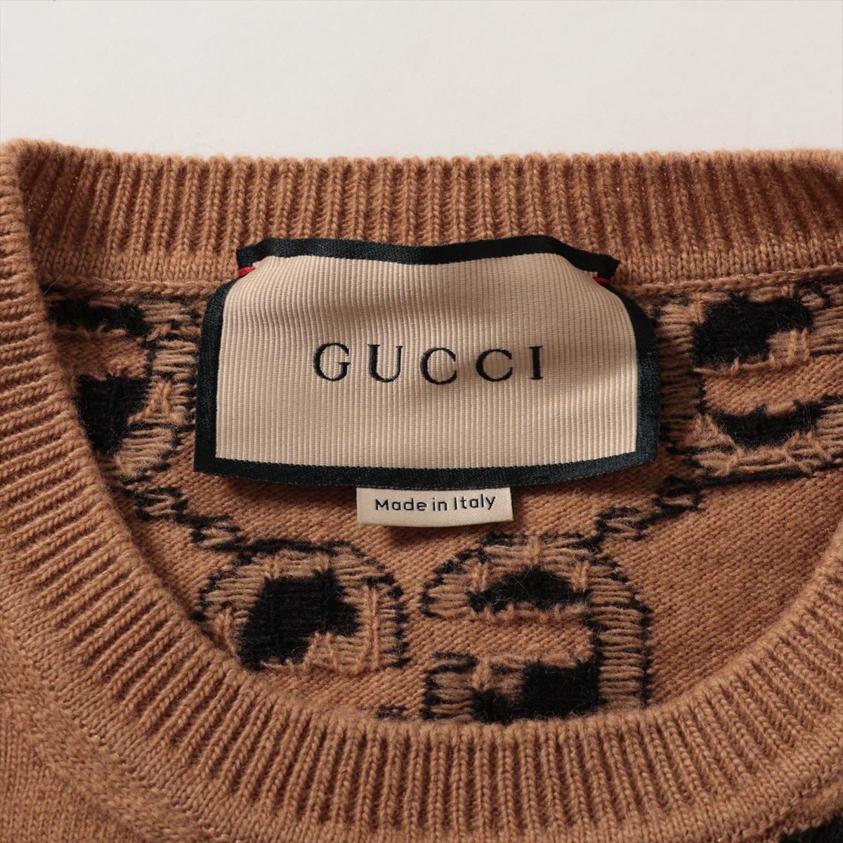 GUCCI コットン　春　夏　秋セーター　　ベージュ　Mサイズ GUCCI - GUCCI グッチ ニット・セーター XS ベージュ 【古着