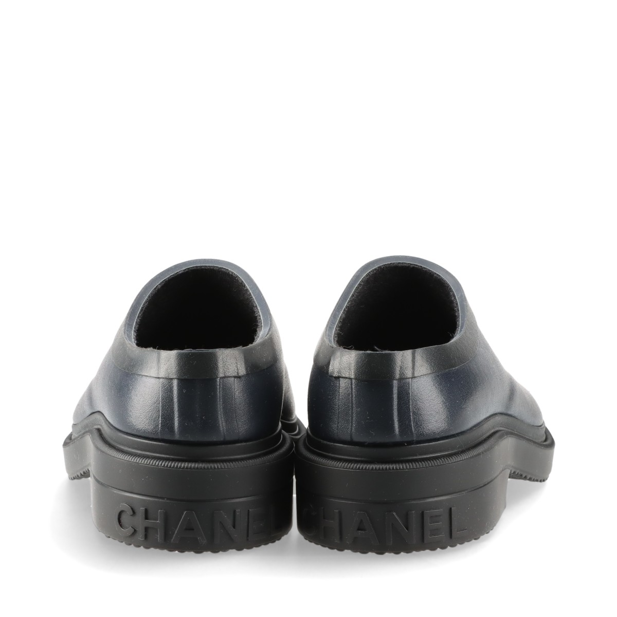 Chanel Coco Mark 24A Rubber Slip-on 36 Ladies' Black x Navy