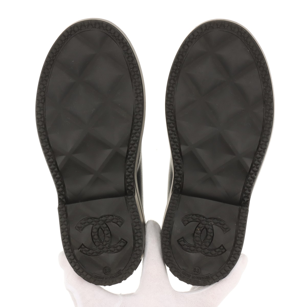 Chanel Coco Mark 24A Rubber Slip-on 36 Ladies' Black x Navy