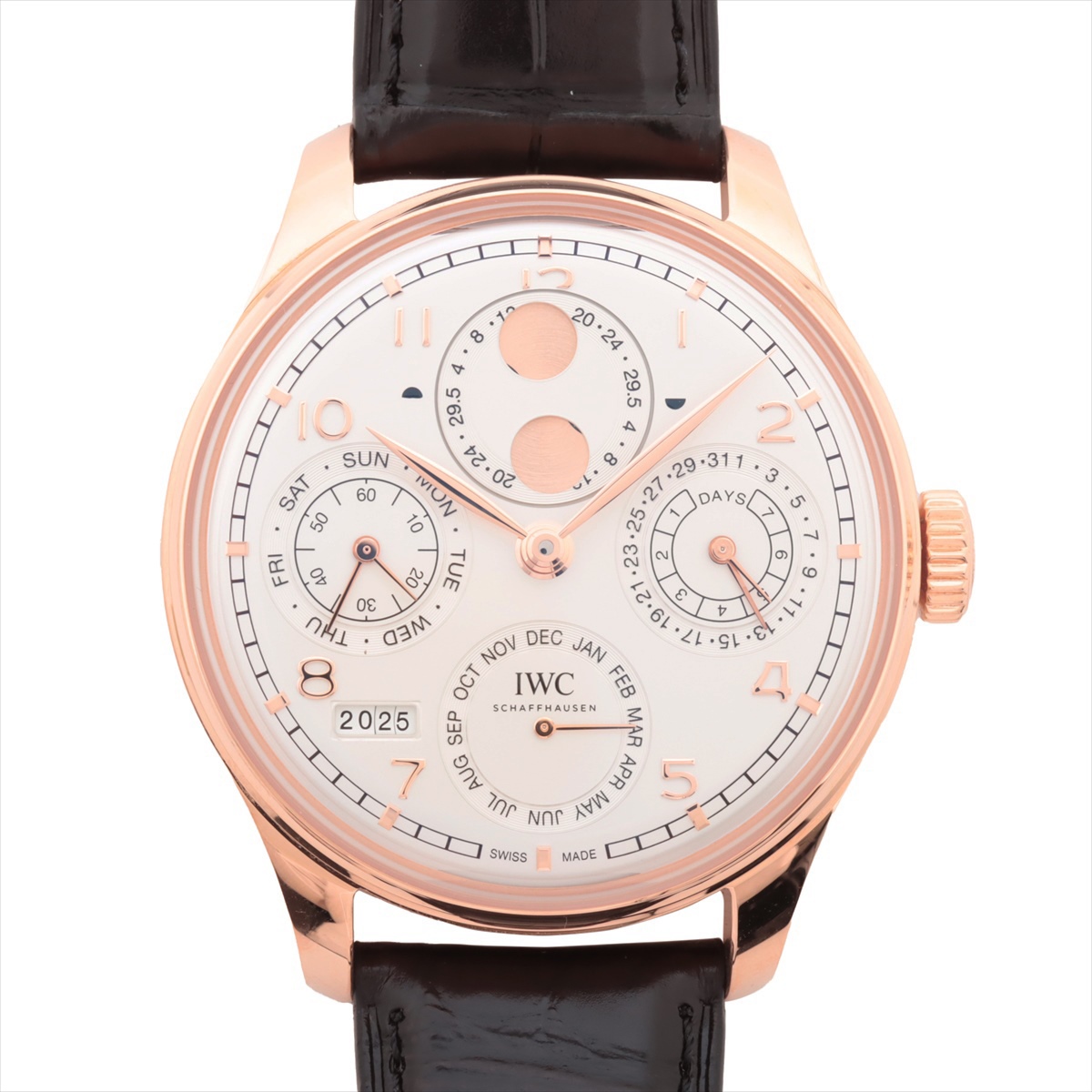 IWC ポルトギーゼ パーペチュアルカレンダー IW503701 RG×革 AT シルバー文字盤