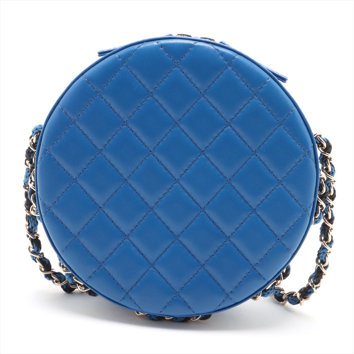 正規激安 Chanel Gold Blue Bag Shoulder Chain Leather × Vinyl Pausa La 小物