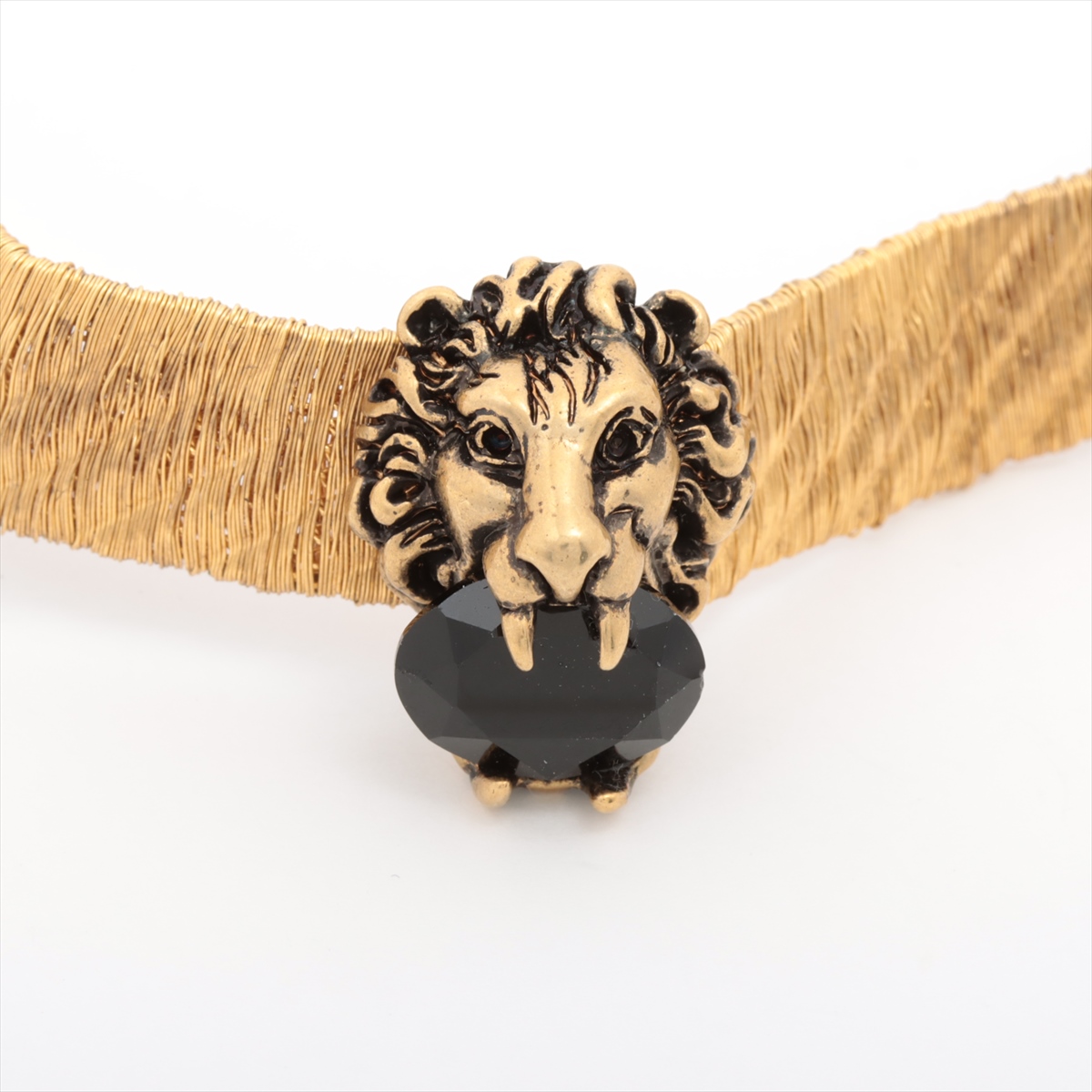 Gucci Lion Head Choker GP×Rhinestone Black×Gold Necklace | eBay