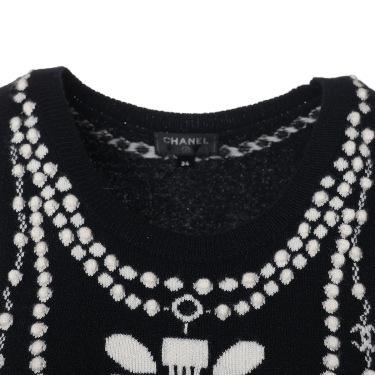 シャネル ココマーク カシミヤ ノースリーブニット 34