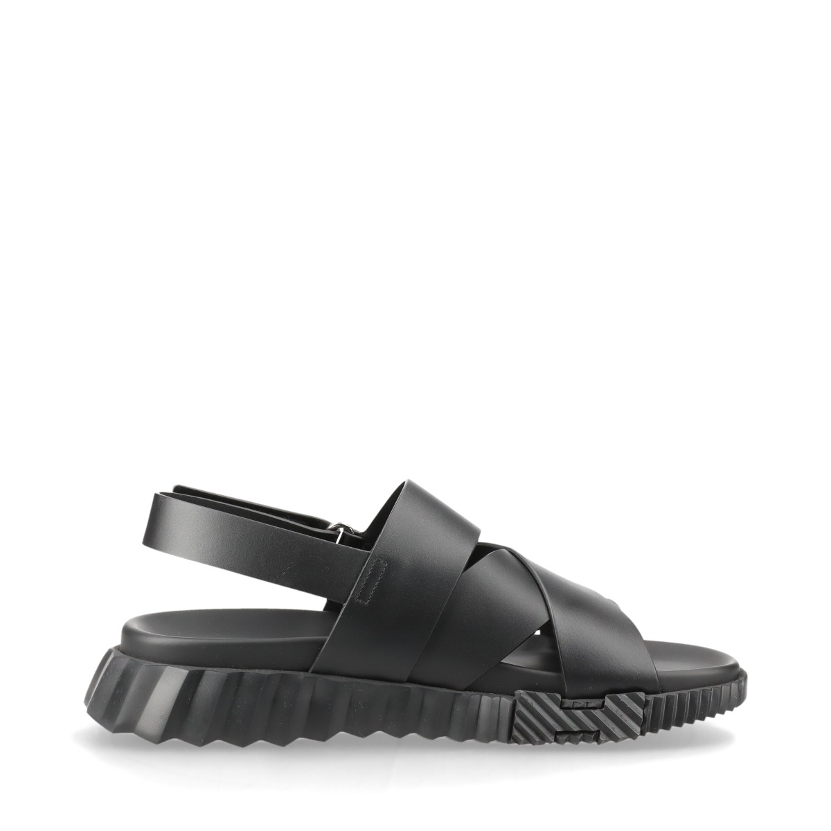 HERMES エルメス ブラックレザーサンダル