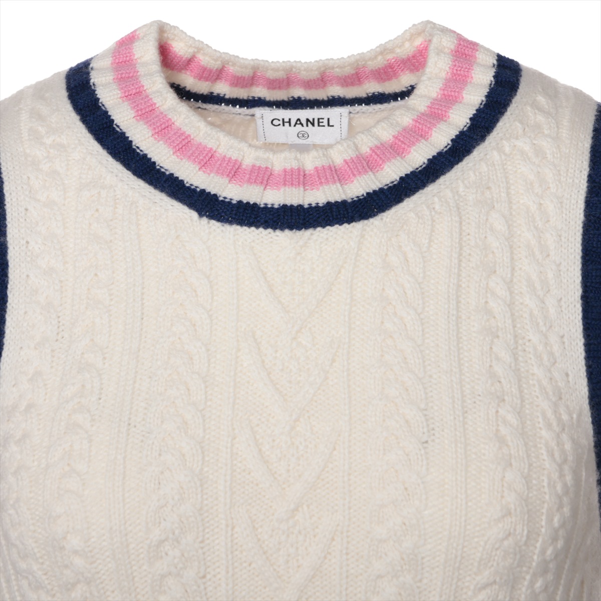 シャネル ココボタン 23P コットン×カシミヤ ニットワンピース