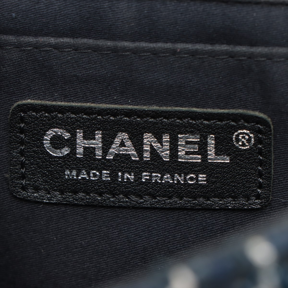 シャネル パッチワーク デニム×パテントレザー チェーンショルダー  