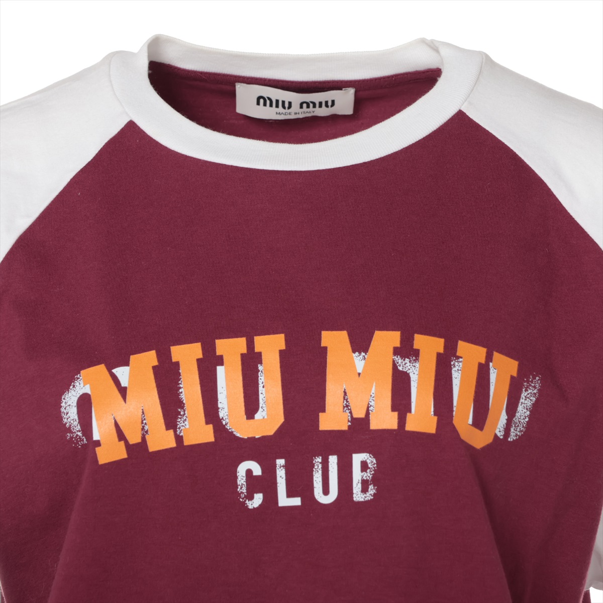 ミュウミュウ 22年 コットン Tシャツ M レディース バーガンディ
