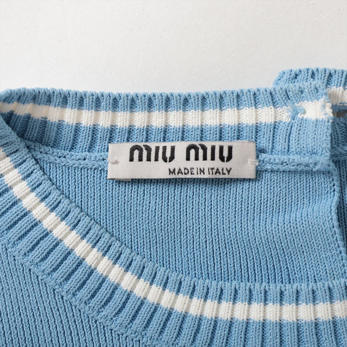 MIU MIU ライトブルー 半袖セーター 36 三越伊勢丹 | MIU MIU/ミュウミュウ通販 | ウール ニット