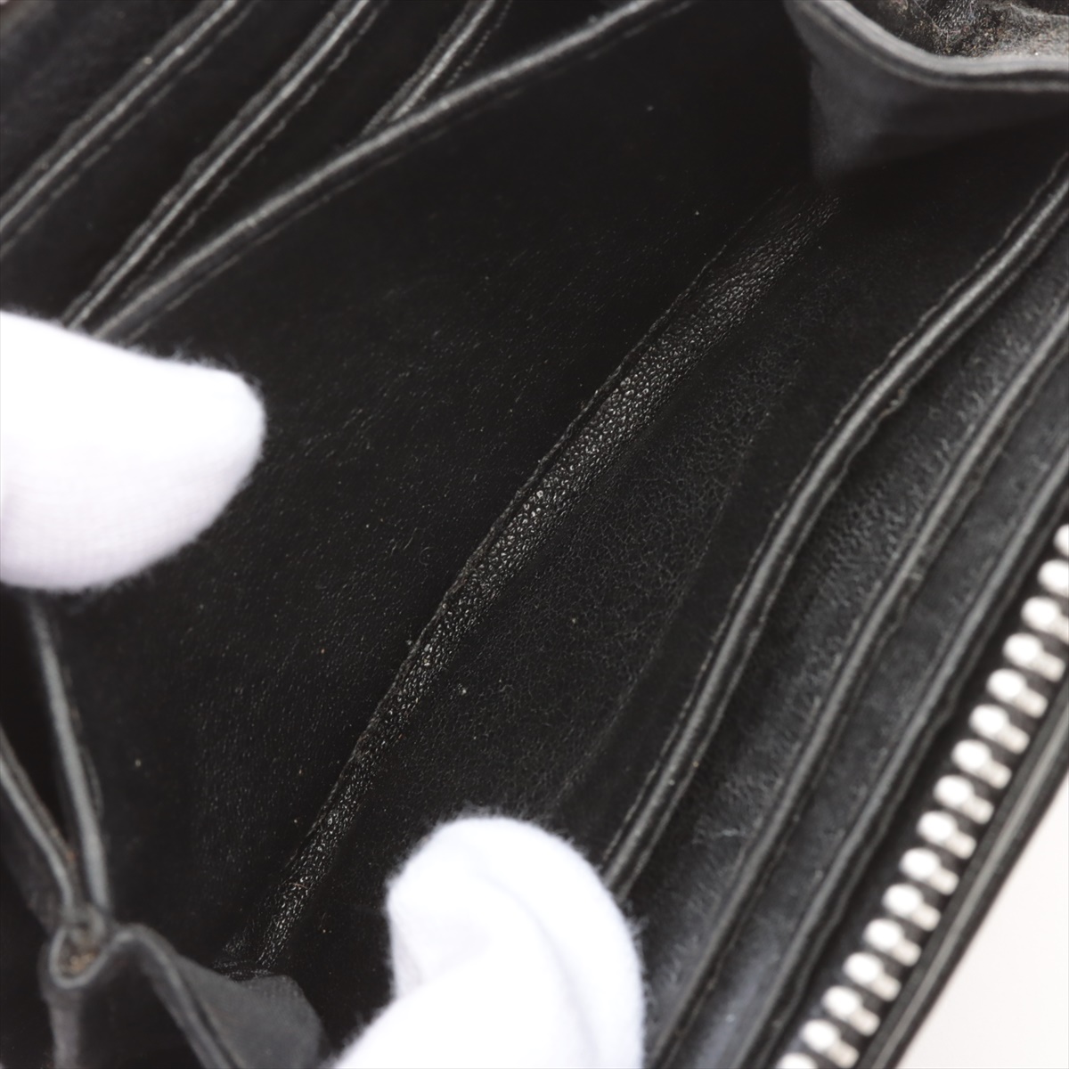 小物 Chrome Hearts 3 Side Zip Leather Wallet Auth Chrome Hearts REC F Zip 3 Double Flare Black Leather