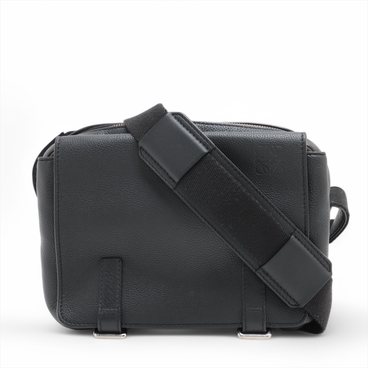 ロエベ アナグラム ミリタリーメッセンジャーバッグ レザー ショルダー  