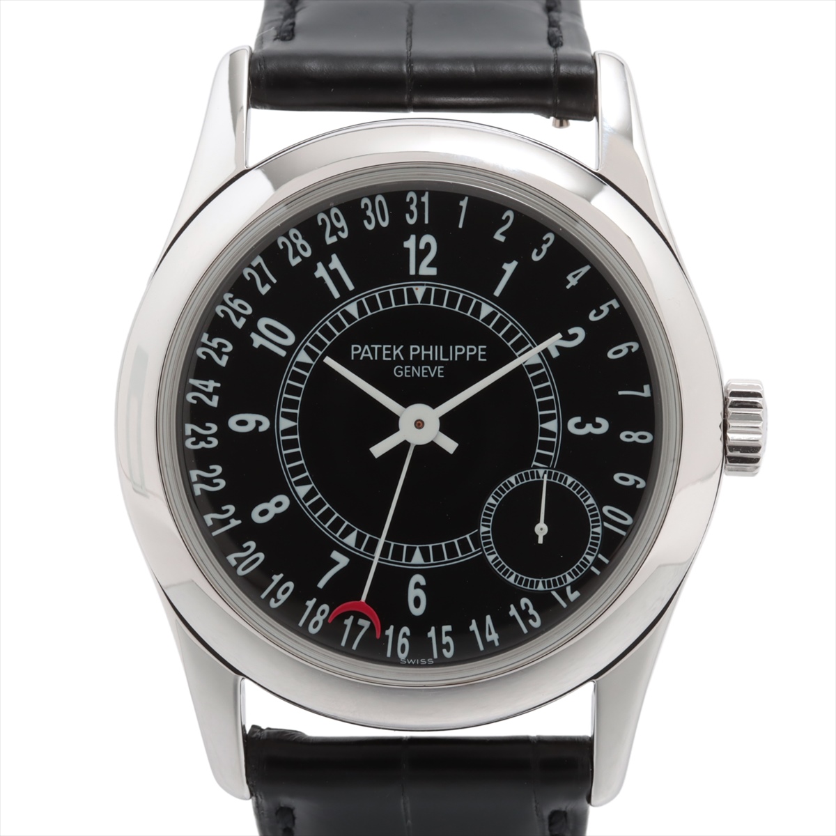 パテックフィリップ カラトラバ オフィサー 6000G-001 WG 革×WG AT 黒文字盤