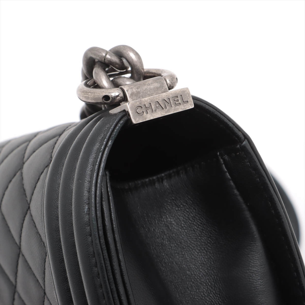 Chanel BOY CHANEL 25 Lambskin Chain Shoulder Bag Black