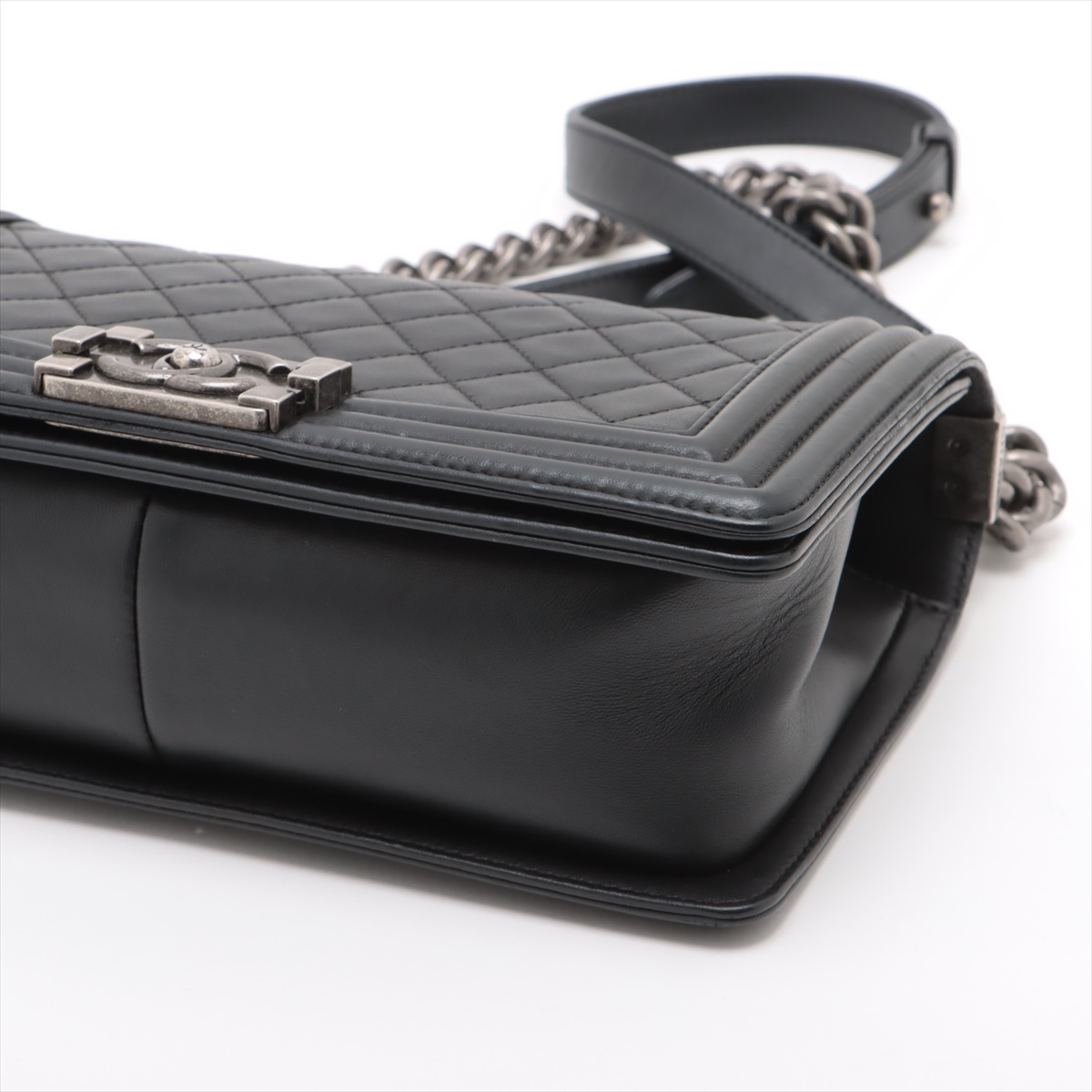 Chanel BOY CHANEL 25 Lambskin Chain Shoulder Bag Black