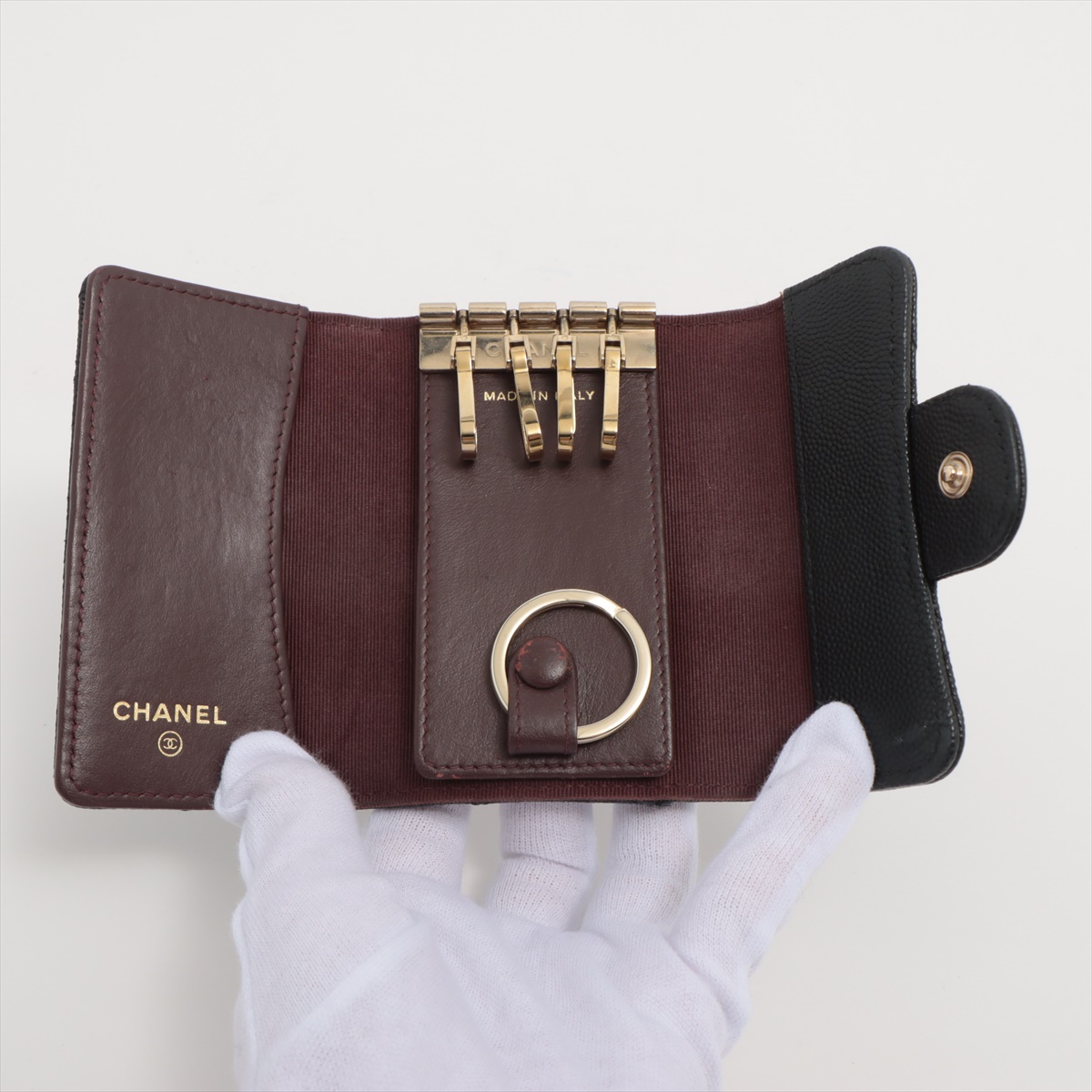 CHANEL シャネル マトラッセ ブラック キーケース 4連 キャビア