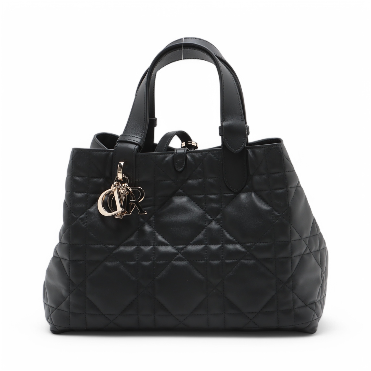 クリスチャンディオール ハンドバッグ ロゴチャーム付き ブラック  