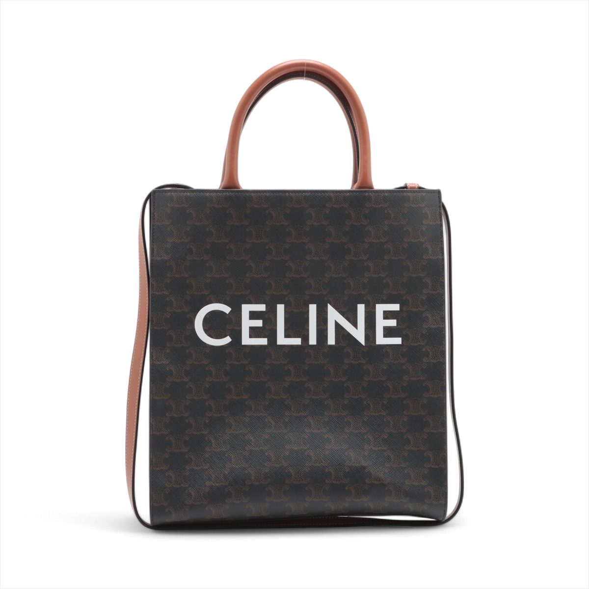 セリーヌ トリオンフ バーティカルカバ PVC×レザー 2WAYハンドバッグ  