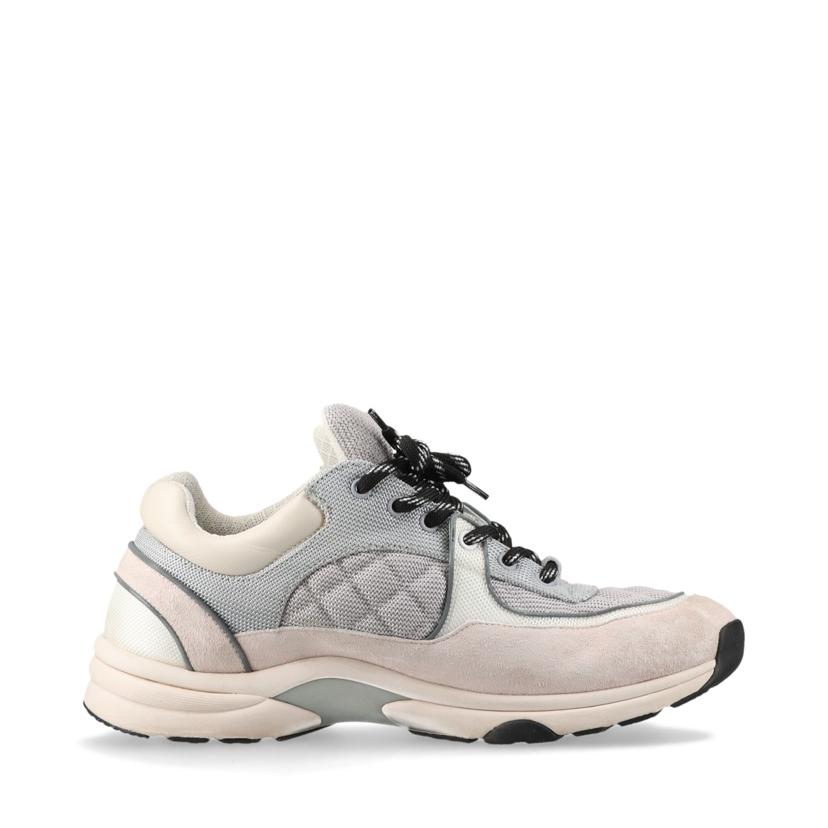 Chanel Coco Mark Mesh x leather Sneakers 42 Unisex Gray